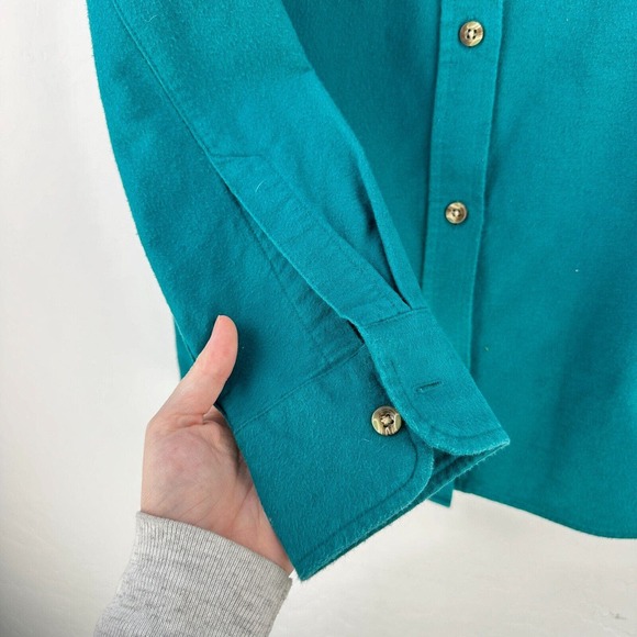 Vintage L.L Bean Shirt Womens Small Green Cotton Button Up‎ Long Sleeve - Picture 4 of 10